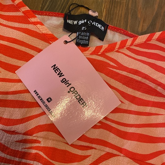 New Girl Order Curve square neck tea dress in neon zebra - Picture 3 of 9